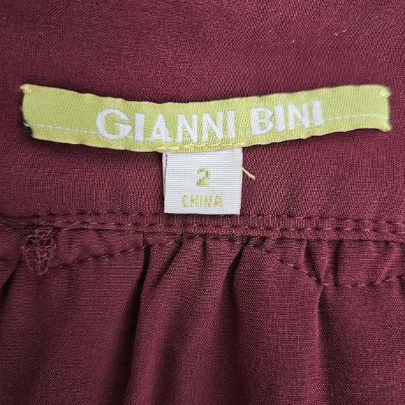 Gianni Bini Pants Romper Burgundy Lace Sleeveless Deep V Neck One Piece Jumpsuit - Picture 7 of 9